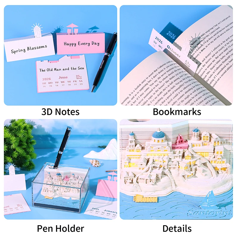 "Time Piece Tear-away Calendar 2026 with LED Lighting & Memo Pad - Ideal Christmas Gift"