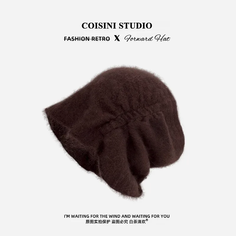 Einfache, einfarbige Plüsch-Strickmütze für Herbst und Winter, warme Outdoor-Ohrenschutz-Skimütze für Damen. – Detail 4