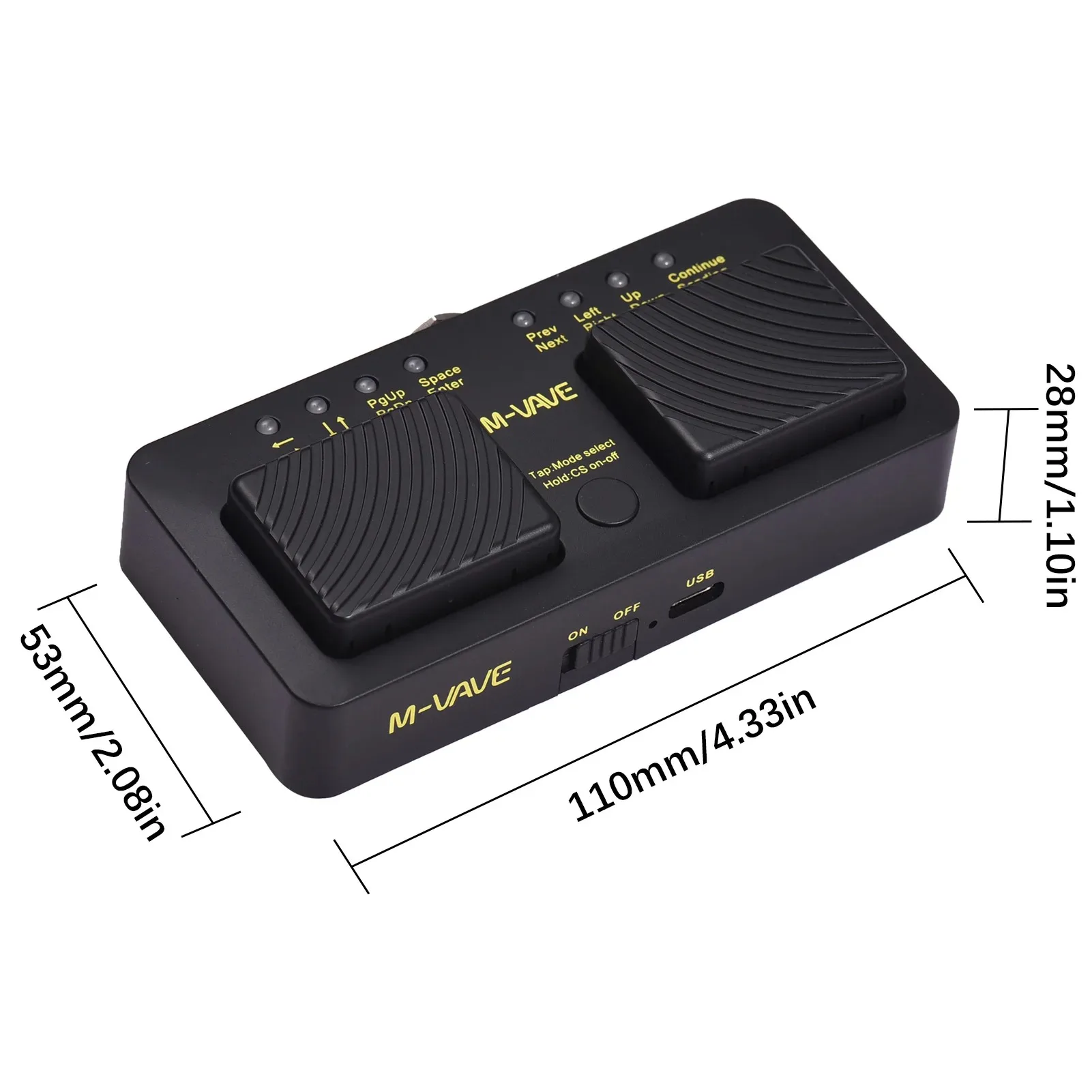 M-VAVE Cube Turner Pro Wireless Bluetooth Page Turner Silent Foot Pedal USB Rechargeable for iPad iPhone Tablet Smart Phone