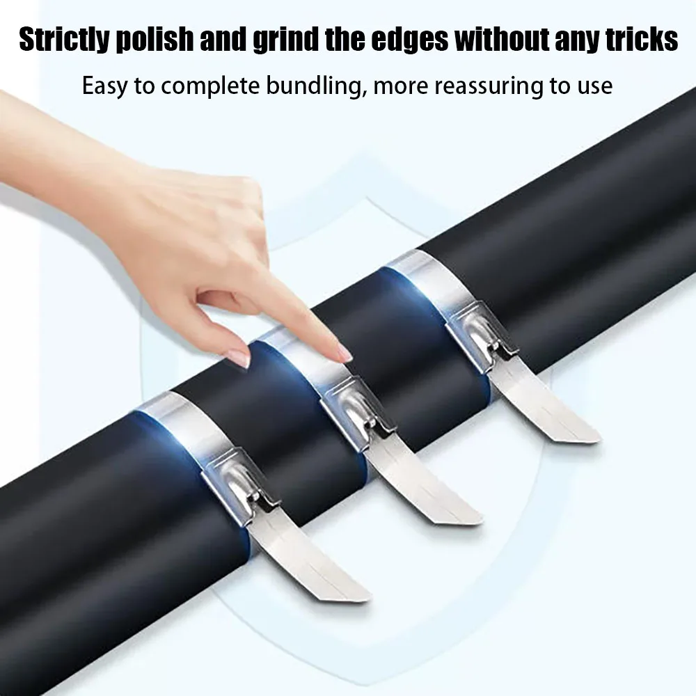 304 Stainless Steel Cable Tie Self-Locking Metal Rolling Strip Outdoor Corrosion-Resistant Cable Tie For Ships Can Be Customized