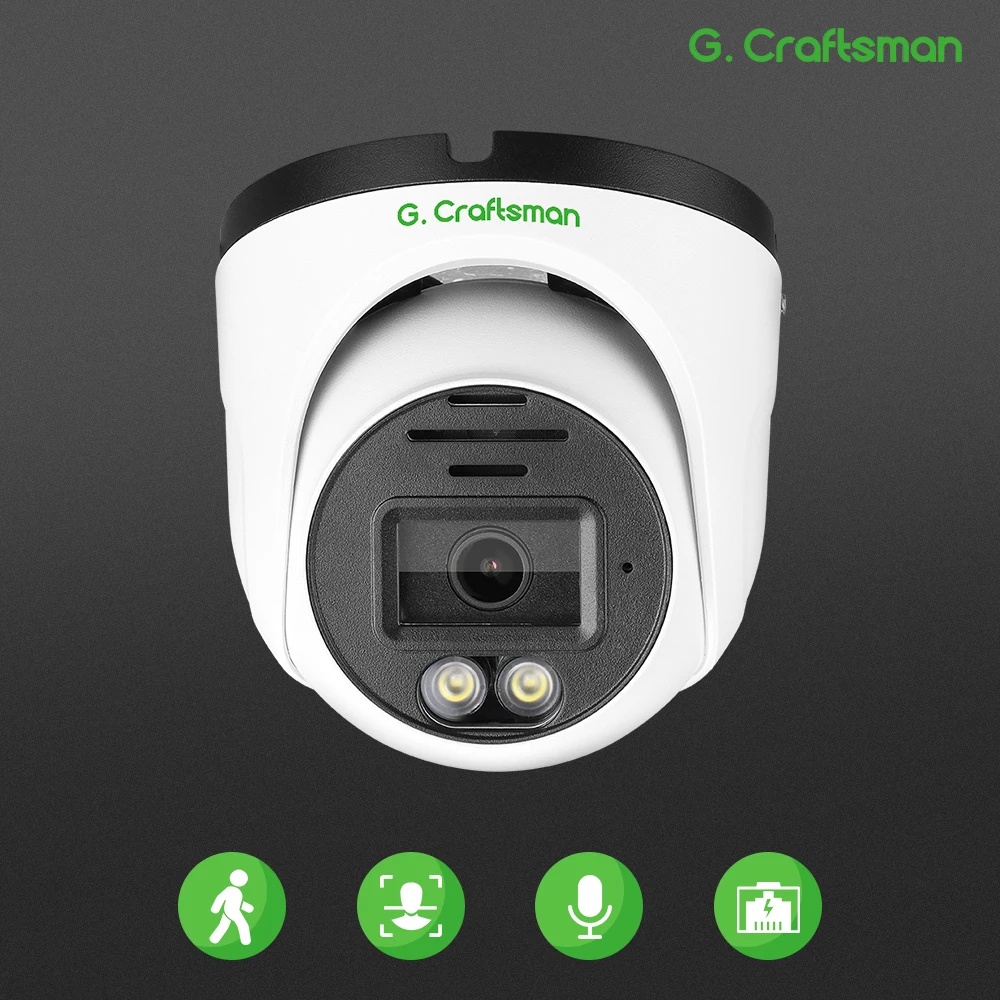 G.Craftsman POE IP Camera,SO-NY 2.8mm Wide Angle Dual Light Source and Dual Voice Waterproof CCTV Surveillance Security XMEYE