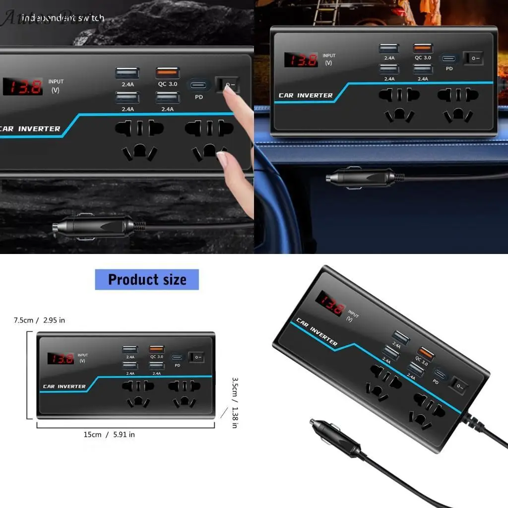57BA High Efficiency Auto Inverter 12V/24V To 110V/220V Inverter for Multiple Devices