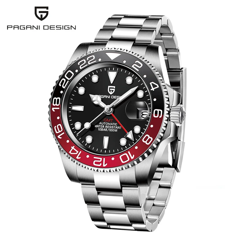 PAGANI DESIGN 40MM GMT Horloges voor Mannen Luxe Saffier AR Mechanisch Horloge Keramische Bezel Automatische 100M Waterdicht Gift horloge