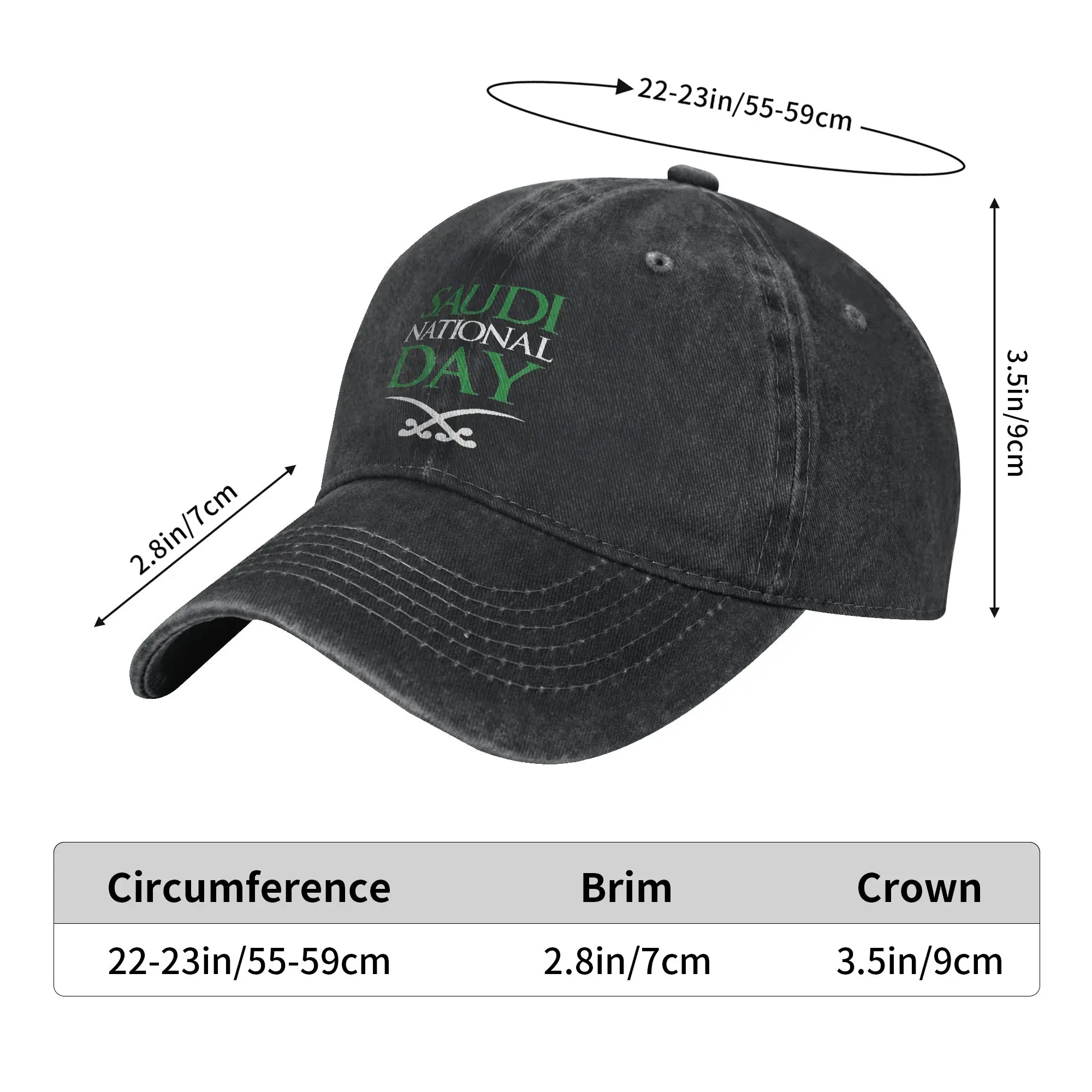 Men Women Saudi National Day Kingdom of Saudi Arabia  Print Hats Vintage Distressed Washed 23 September 1932 Baseball Cap