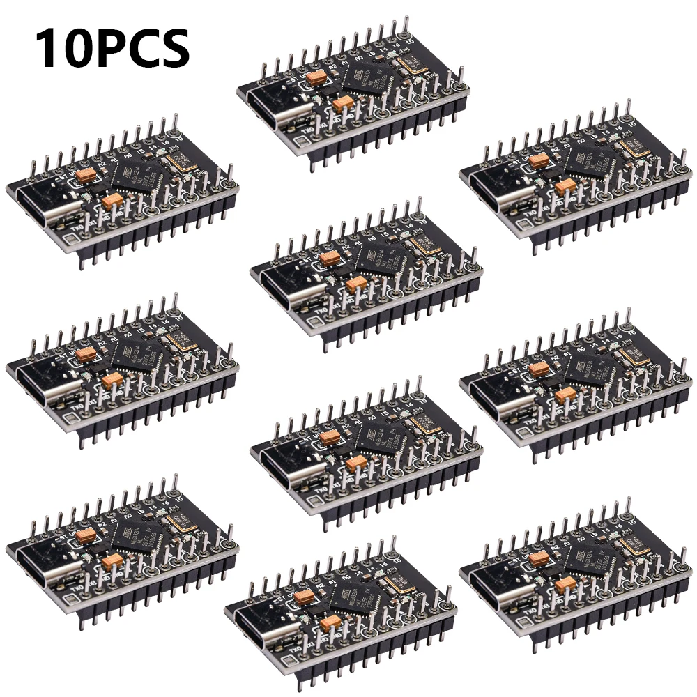 

10Pcs Type-C MINI USB Pro Micro ATmega32U4 5V/16MHz Module With 2 Row Pin Header For Leonardo Usb Interface Board For Arduino