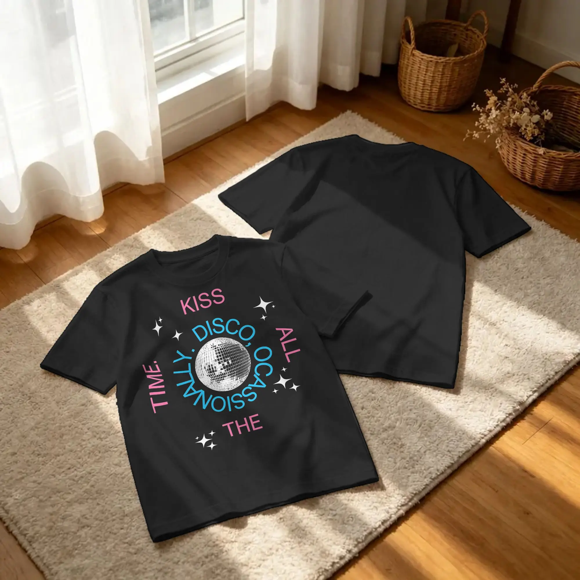 Kiss All The Time Disco T Shirts Pure Cotton Casual T-Shirts Round Neck Harrys Singer Styles Tee Shirt Short Sleeve Plus Size