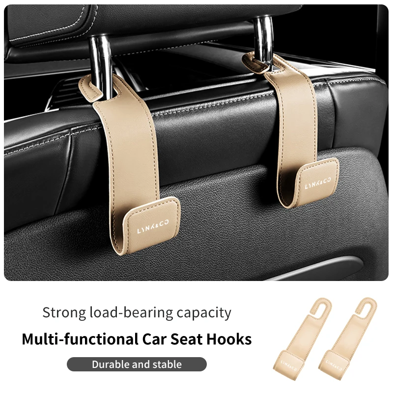 2pcs Car Seat Back Headrest Hook Leather Hanger Auto Interior Accessories For LYNK&CO 01 02 03+ 05 06 09 PHEV 09 MHEV