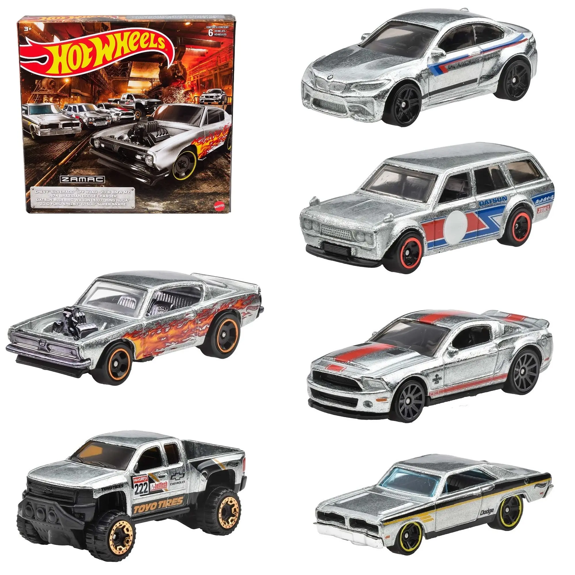 Hot Wheels Car Culture Zamac Themed Vehicles Diecast 1:64 Diecast Metal Car 6-Pack Mercedes Benz Porsche Kids Car Collection Set