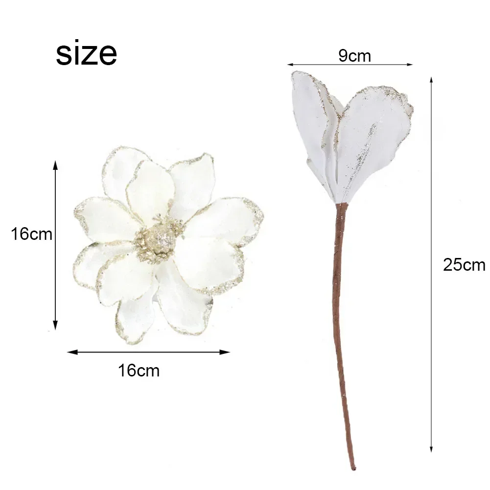 Artificial Flower Christmas Flowers Cloth Three-layer Wire Beautiful Bling Flowers For Decoration Christmas Trees