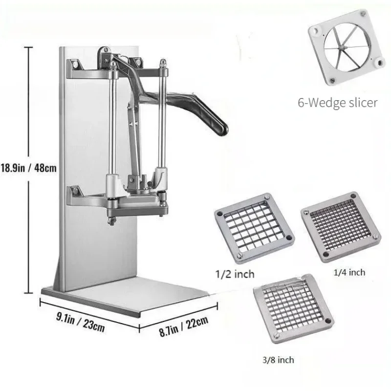 Ommercial French Fry Cutter with 1/2″ 1/4″ and 3/8″ Blade Easy Dicer Chopper 6/8-wedge Slicer Lemon Potato Cutter