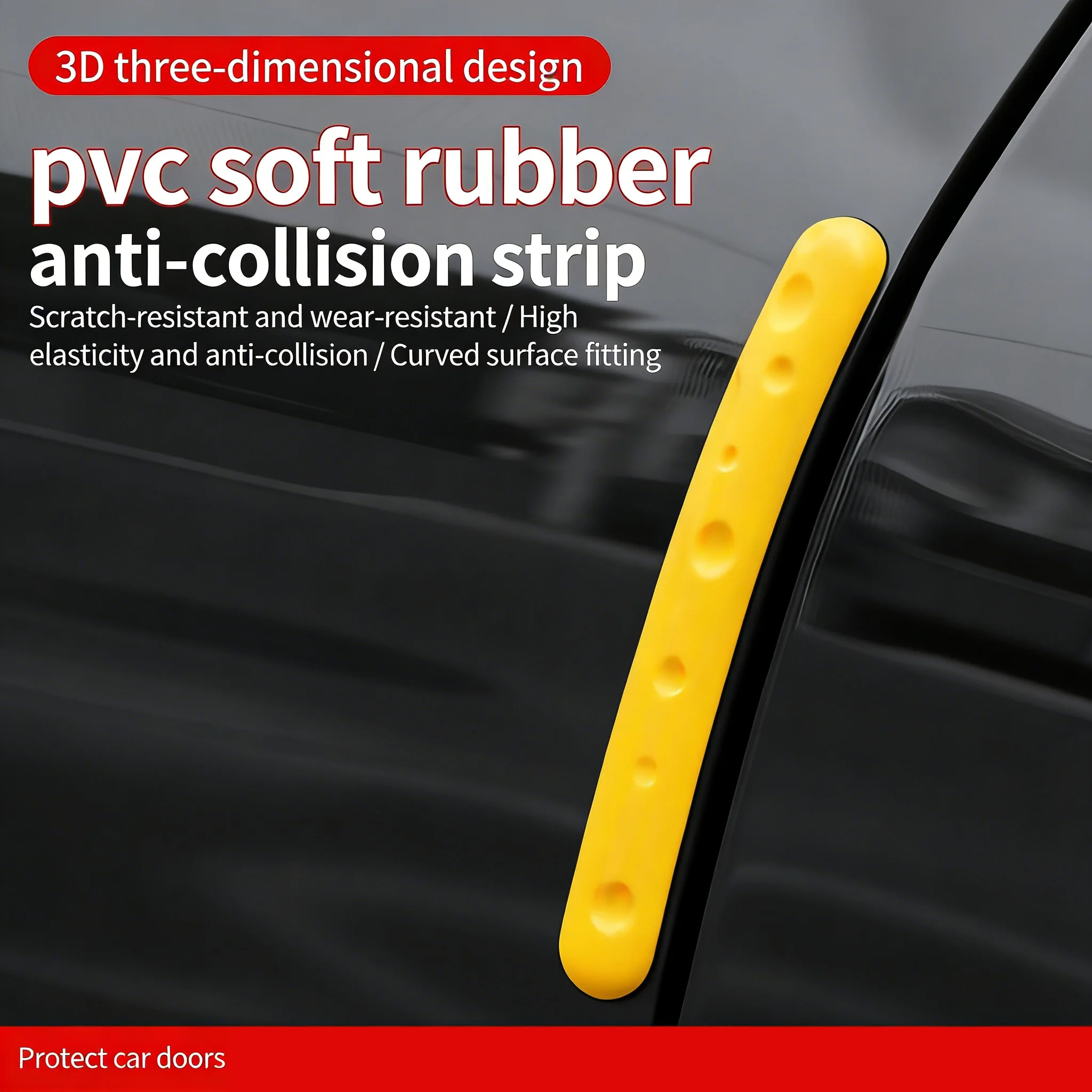 2/4 Piezas Protector de Puerta de Coche con Diseño de Queso, Tira Anticolisión de PVC Suave, Resistente a Arañazos, Accesorio Universal para Exterior de Automóvil