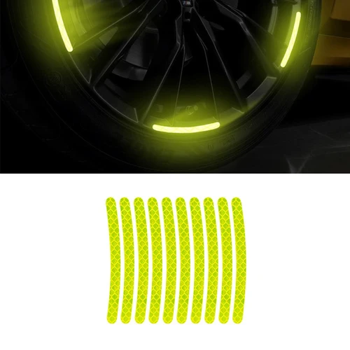 Imagen 2 del producto Pegatinas reflectantes para rueda de coche, 20 piezas, pegatinas fluorescentes nocturnas de advertencia para neumáticos, pegatinas decorativas con personalidad creativa para coche