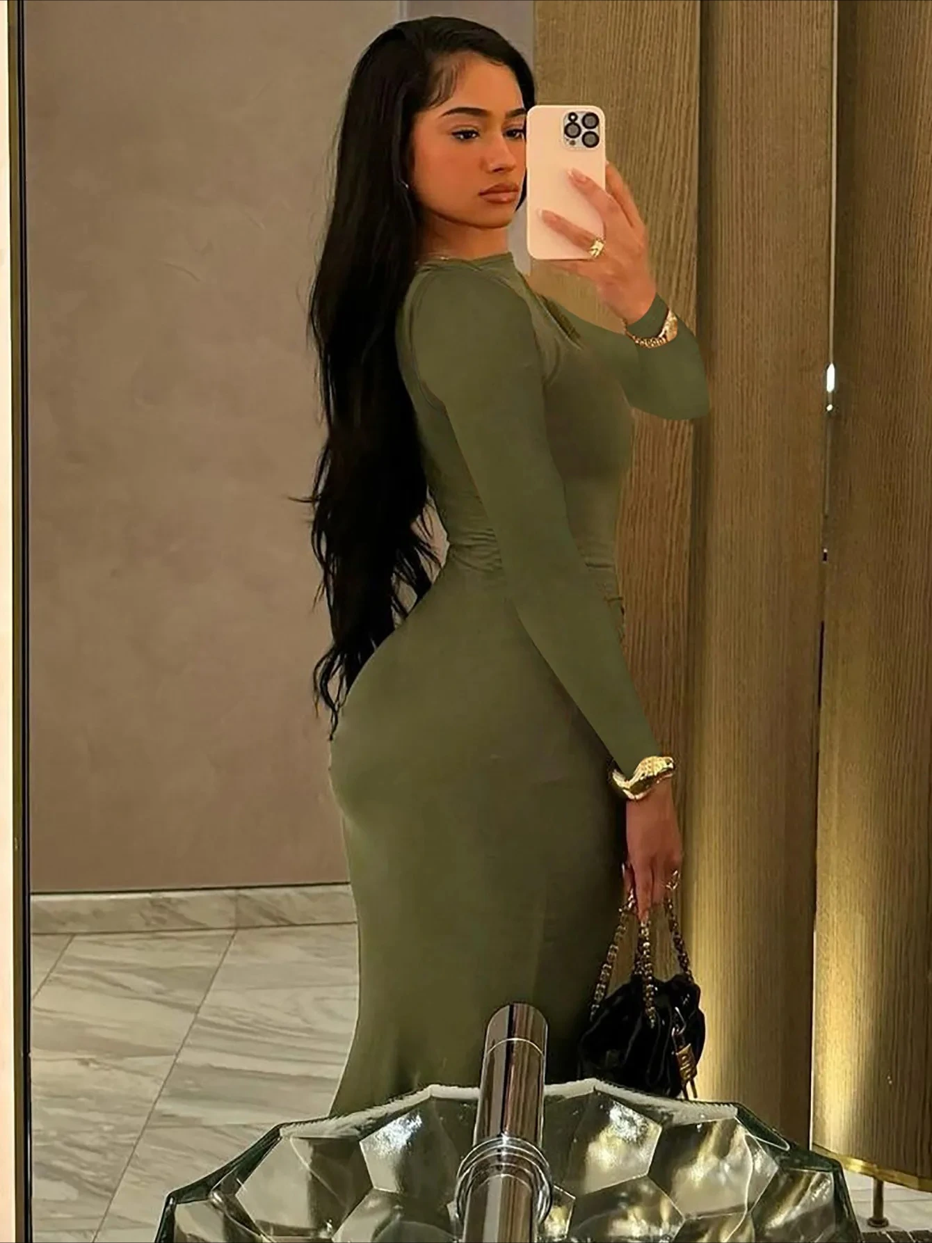 Autumn Solid Long Sleeve Draped Sexy Bodycon Maxi Prom Dress Women Fashion Y2K Outfits Evening Party Festival Club