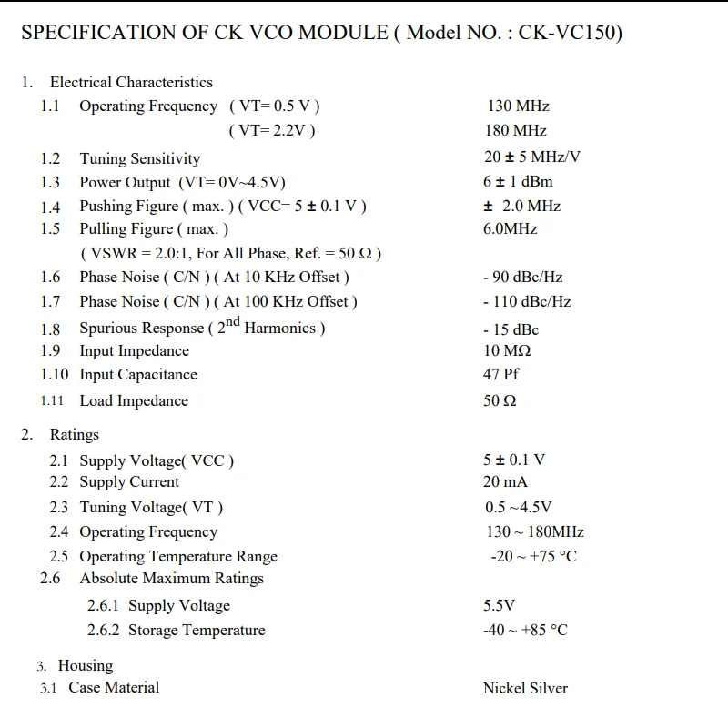 VC150 130-180MHz VCO Voltage Controlled Oscillator Low Frequency VHF Mobile Signal Blocker