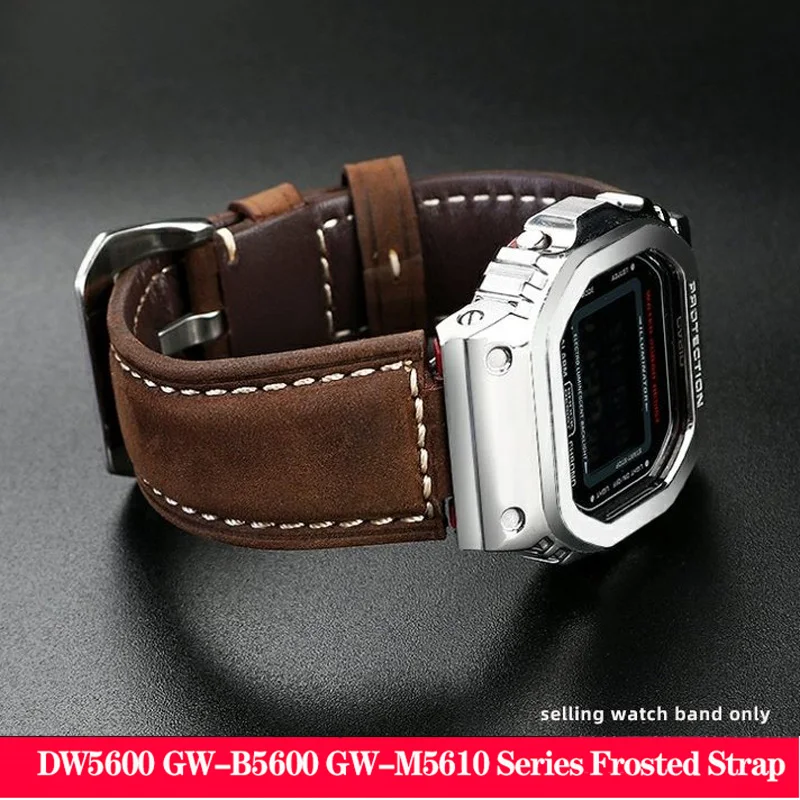 Vintage Frosted Genuine Cow Leather Watchband For Casio GM-110 GM-5600 DW5600 DW-5600 GA2100/2110 Watch Band Bracelet Strap 16mm