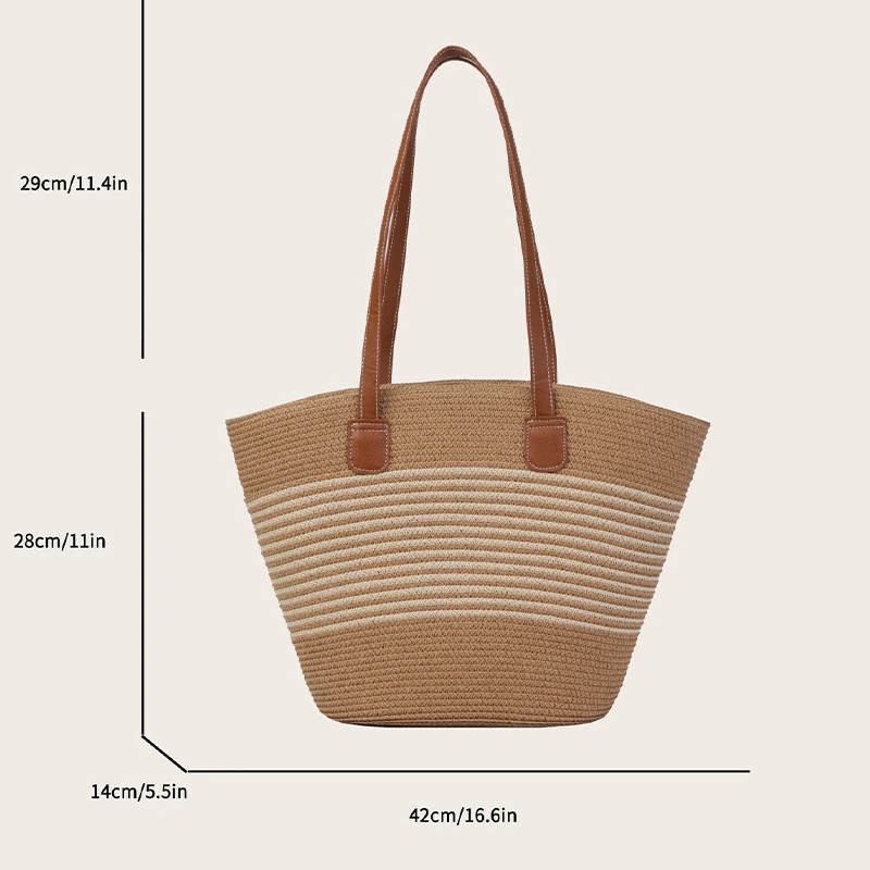 2024 Summer New Grass Weaving Large Capacity Tote Bag Single Shoulder Bag Leisure Beach Vacation Bag Women\'s Favorite Bag