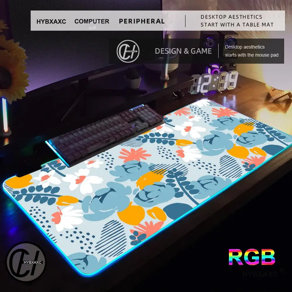 

Коврик для мыши 100x50 см RGB, игровой, эстетичный, абстрактный, в стиле бохо, большой, HD, с LED-подсветкой, XXL