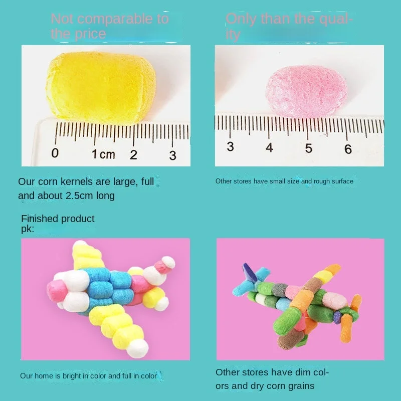 500/1000pcs Magic Corn Kernels DIY Toys Children Creative Art Handmade Colorful Foam Sticky Educational Buliding Block Puzzle