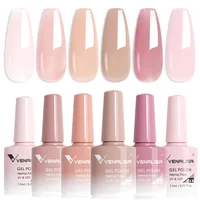 Venalisa – Kit de vernis à ongles Gel couleur rose gelée, semi-transparent, sans HEMA, auto-nivelant, couleur chair, rose naturel, ensemble de manucure 5
