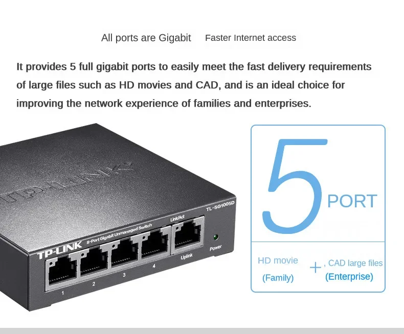 Imagem -03 - Tp-link-hub Divisor de Rede Gigabit Switch Ethernet Rj45 Cat5 Lan 1000m Tl-sg1005d Monitor de Internet Plug And Play Portas