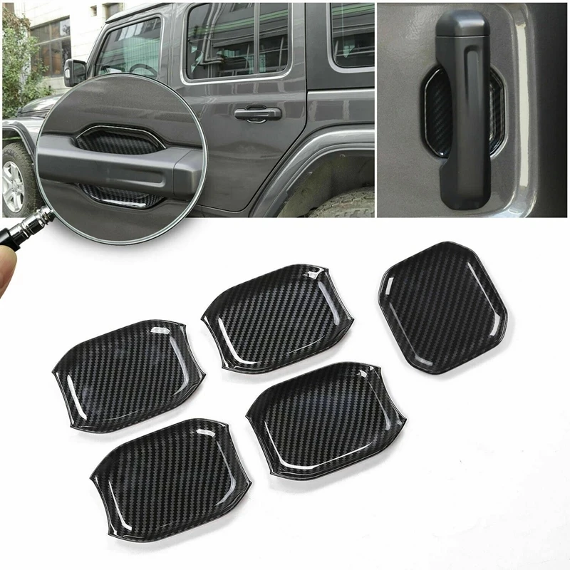 

Car Door Handle Bowl Cup Cover Front Rear Door Tailgate Decal ABS Trim for Jeep Wrangler JL 2018-2023 4Door