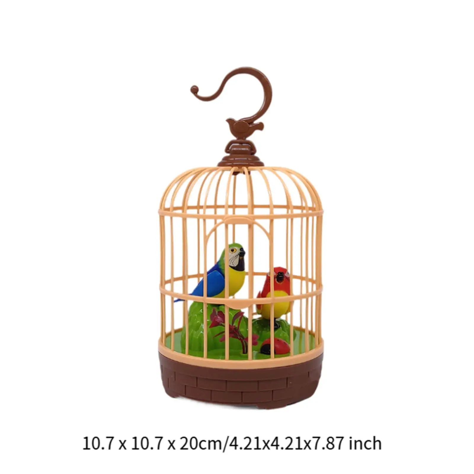 Accesorio para habitación de pájaro cantando en jaula Inducción activada por voz con sonidos melódicos Regalos para chirrear y movimiento para bebé 4,2" x 7,8"