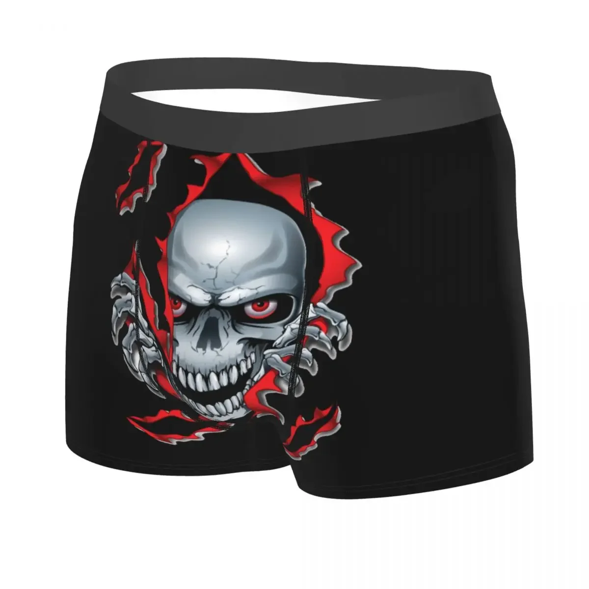 Custom Rip Skull Boxers Shorts Men's Gothic Skeleton Briefs Underwear Cool Underpants