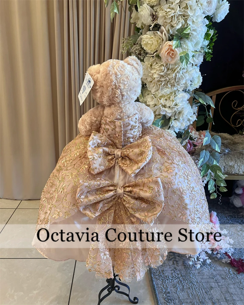 Gold Special Link For Personalized Quinceanera Teddy Bear Dresses Bead Appliques Sweet Sixteen Gift Bow Robe de bal Customized