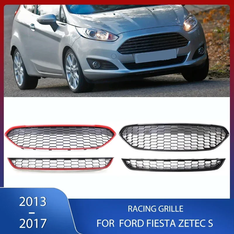 

Front Bumper Modified ST Upper Radiator Centre Grille Lower Racing Grill Sporty For Ford Fiesta Zetec-S 2013 2014 2015 2016 2017