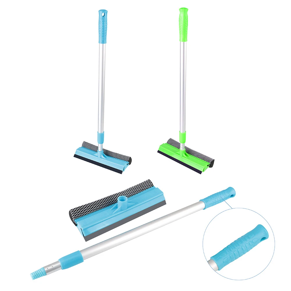 Home Cleaning Tools Window Glass Cleaner Wiper Telescopic Rod Glass Window Cleaner 2 in 1 Squeegee Sponge Adjustable