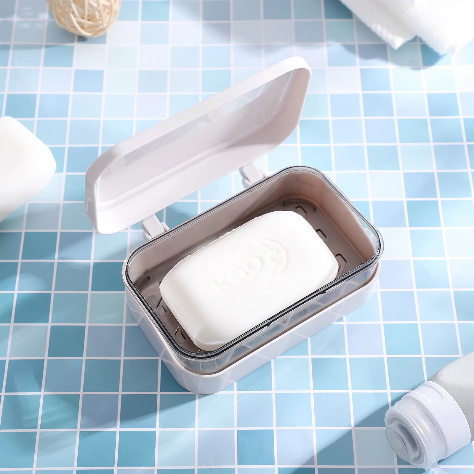 

Flip Lid Soap Box Hard Draining Container for Bathroom Kitchen Soap Storage Rack Storage Holder Bathroom Supply