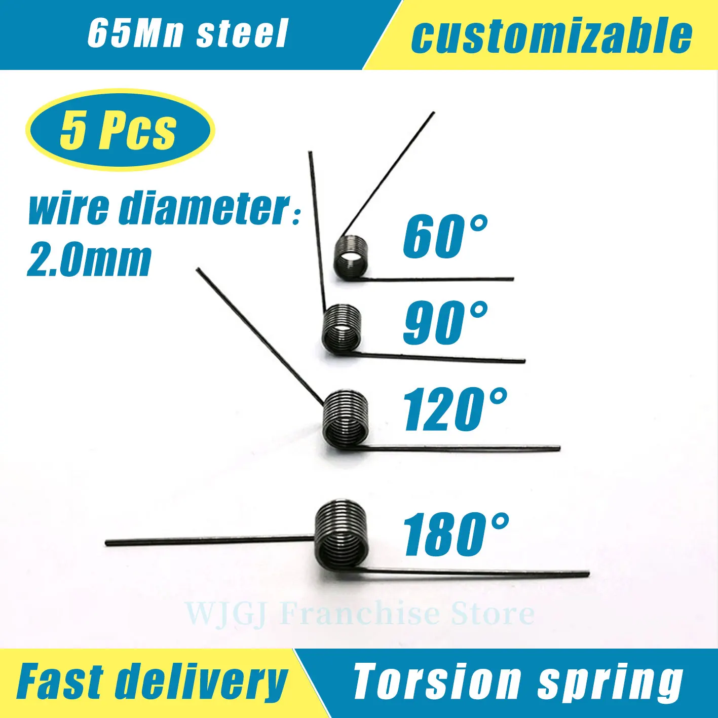 Torsion Spring,V-Shaped Spring, Wire Diameter2.0Mm Return Spring Hairpins 180/120/90/60 Degree 3/6/9Coils Mini Coil Spring