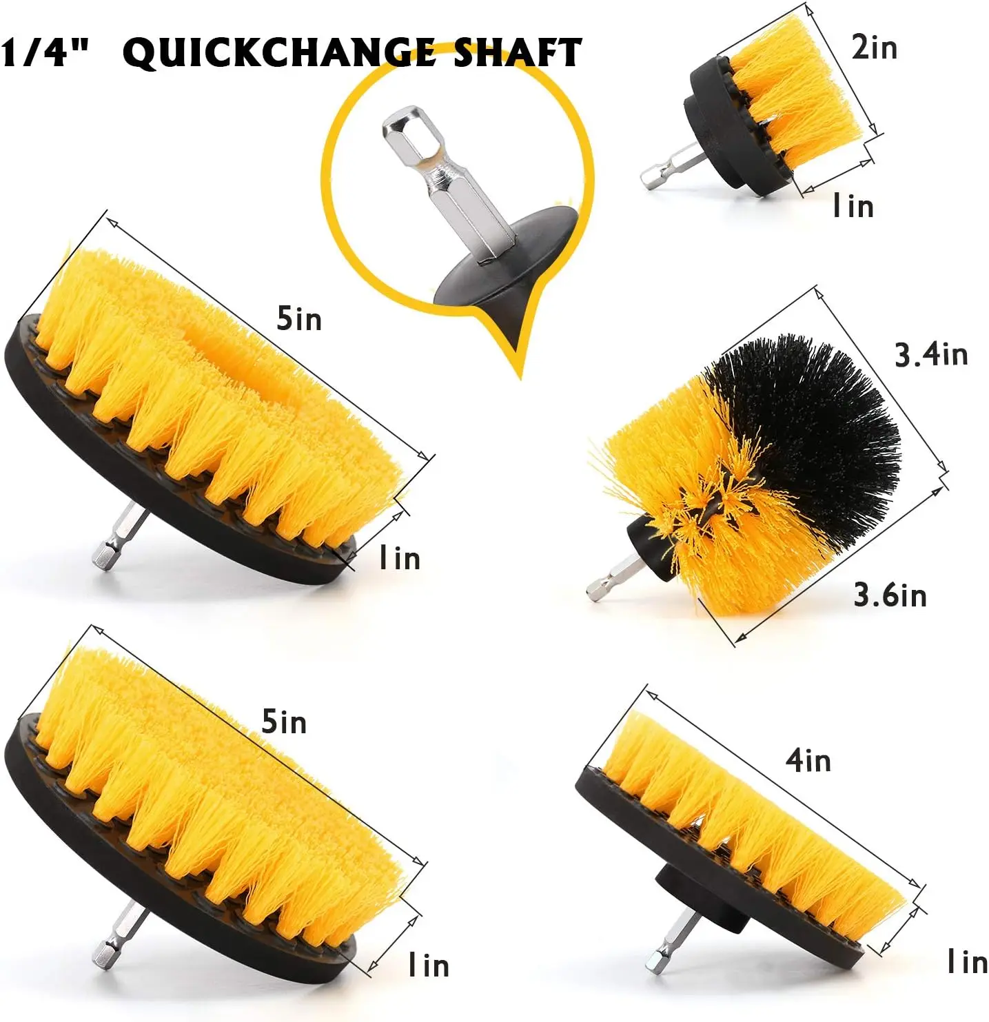 5 Pieces Drill Cleaning Brush Attachments, Scrubber Brush for Drill, Power Cleaning Kit for Carpet, Car Detailing, Bathroom