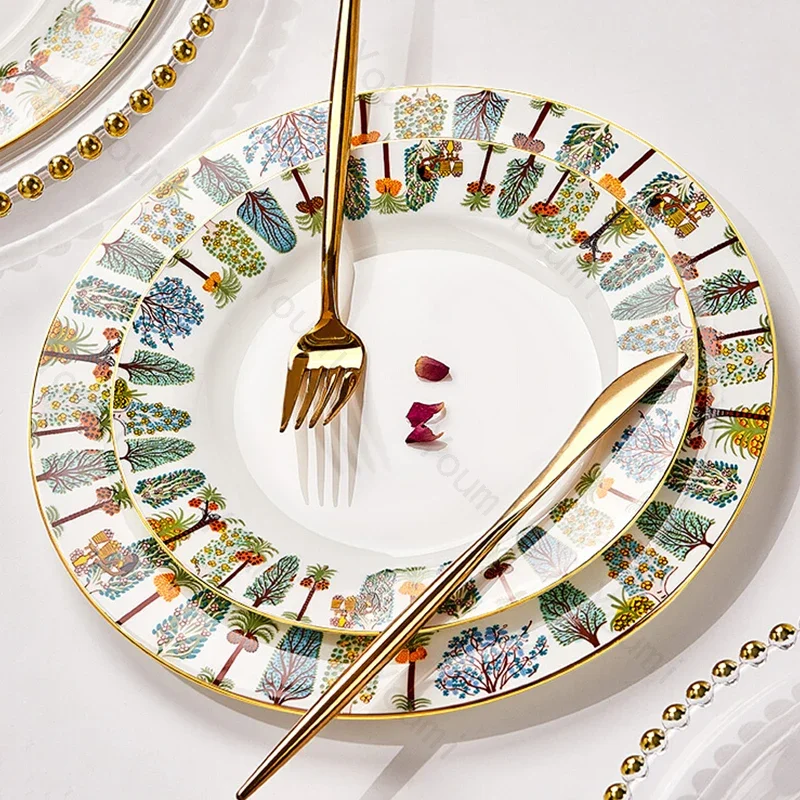 

Light Luxury Unique Ceramic Plates High End Restaurants Steak Plate Afternoon Tea Desserts Coffee Cups Home Soup Plate Tableware