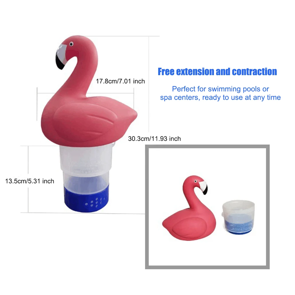 1Pc Solar Powered Flamingo Chlorine Floater with Light Pool Chlorine Floater Flamingo Floating Chlorinator for Pool Hot Tub