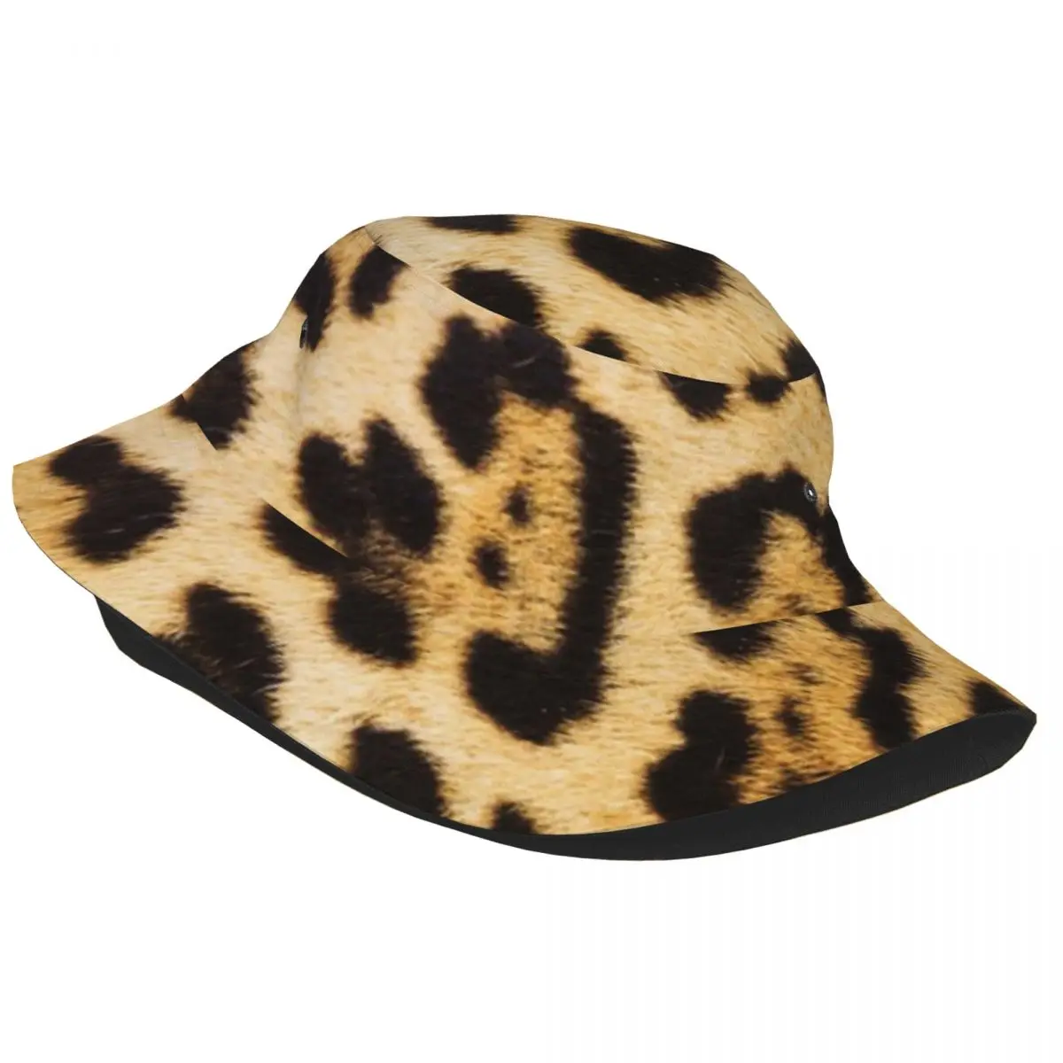 Leopard Texture Bucket Hat Bob Fisherman Cap Outdoor Travel Sun Visor Fashion Panama