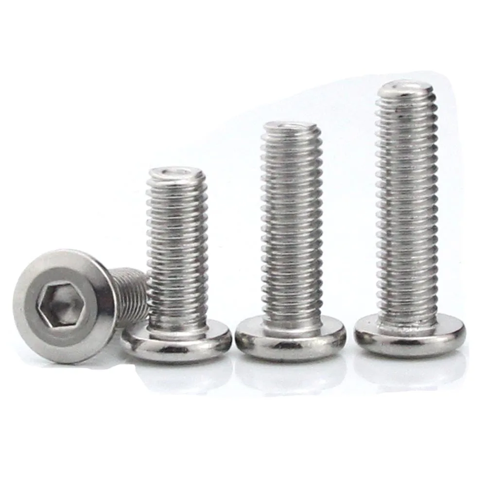 1/50x M2 M3 M4 M5 M6 M8M10 304 Stainless Steel Large Flat Hex Hexagon Socket Allen Head Furniture Rivet Screw Connect Joint Bolt