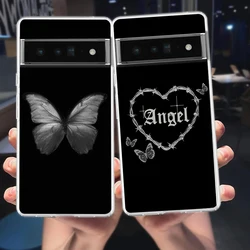 고딕 스타일 블랙 립 전화 케이스 Google Pixel 9 8 7 6 Pro XL 8A 7A 6A 5 4 5A 4A 3A XL 5G 소프트 실리콘 클리어 TPU 커버