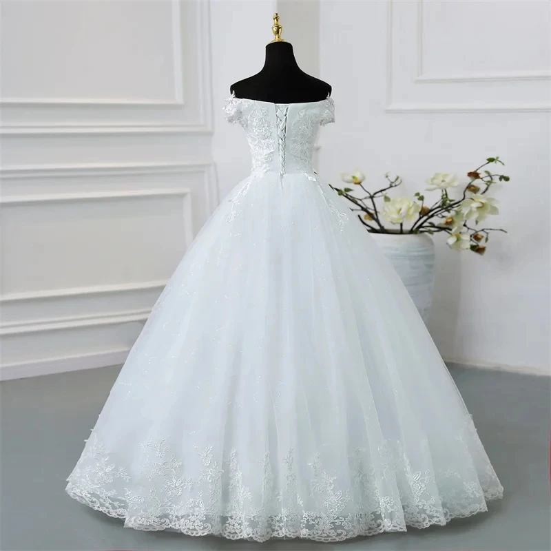 Y&M Novias Off Shoulder Plus Size Vestido De Noiva 2024 Wedding Dress Train or Floor Custom Made Plus Size Bridal Tulle Mariage