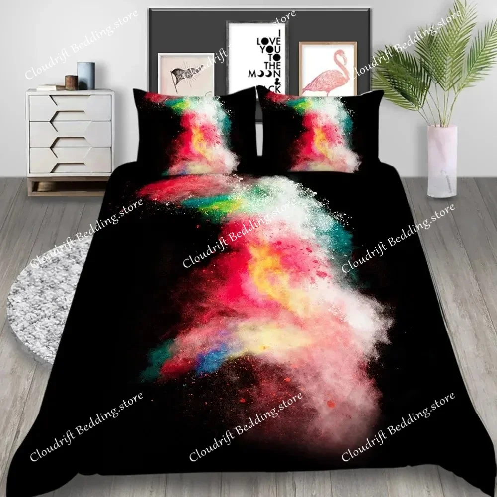 

Abstract Duvet Cover KingQueen Size,colorful Splash Ink Watercolor Paint Splatters Liquid Art Bedding Set for Boys Girls,black