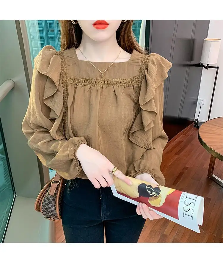 Korean Long Sleeved Chiffon Shirt Women\'s Spring Autumn Clothing New Fashion Top Western-style European Style Small Shirt