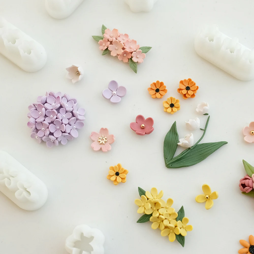 2pcs/set Mini Flower Combination Polymer Clay Earrings Cutter Mold Exquisite Flowers Clay Mould Polymer DIY Clay Jewelry Tools