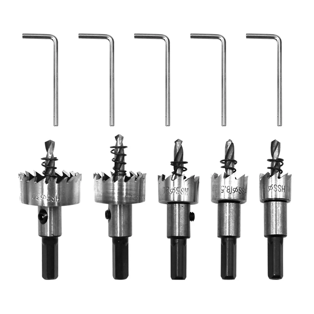 JENTORIX 5pcs 16-30mm High-Speed-Steel Hole Opener,Hole Saw Kit With Wrench,Drill Bit Set,for Metal Steel Aluminum Plastic&Wood