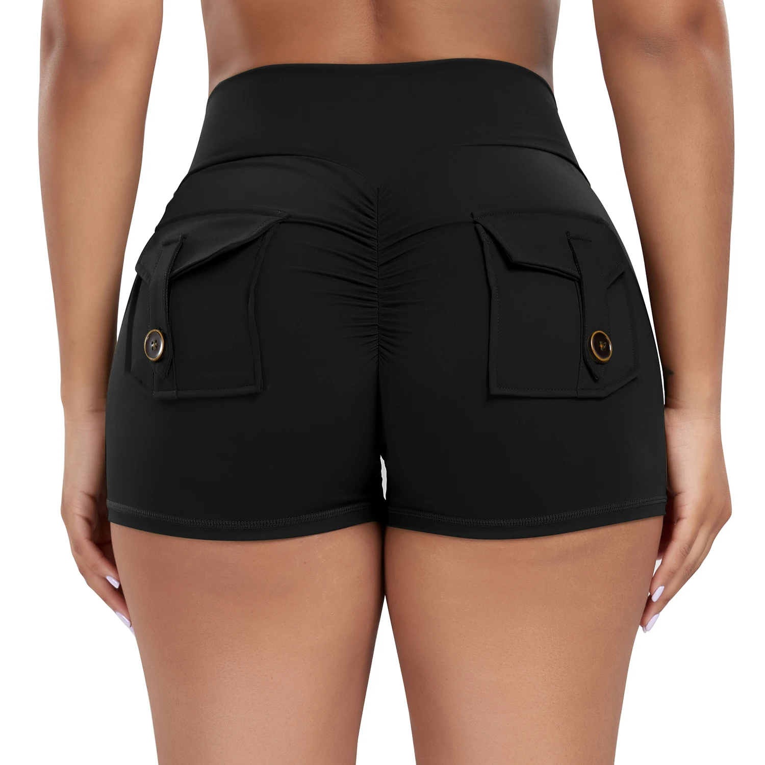 Calções de ioga com bolso para mulheres, cintura alta, rabo arranhão, booty fitness, bottoms de ginástica atlética, secagem rápida, roupas de