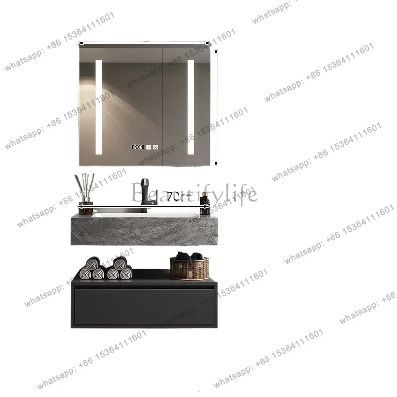 

Hotel bathroom cabinet slate seamless integrated basin washbasin toilet hand washbasin cabinet combination