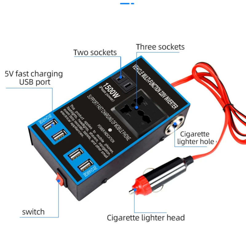 Car Power Inverter 12V 24V To 220V Car Mobile Phone USB Charging Truck Home Socket Auto Charger Converter Adapter Accessories