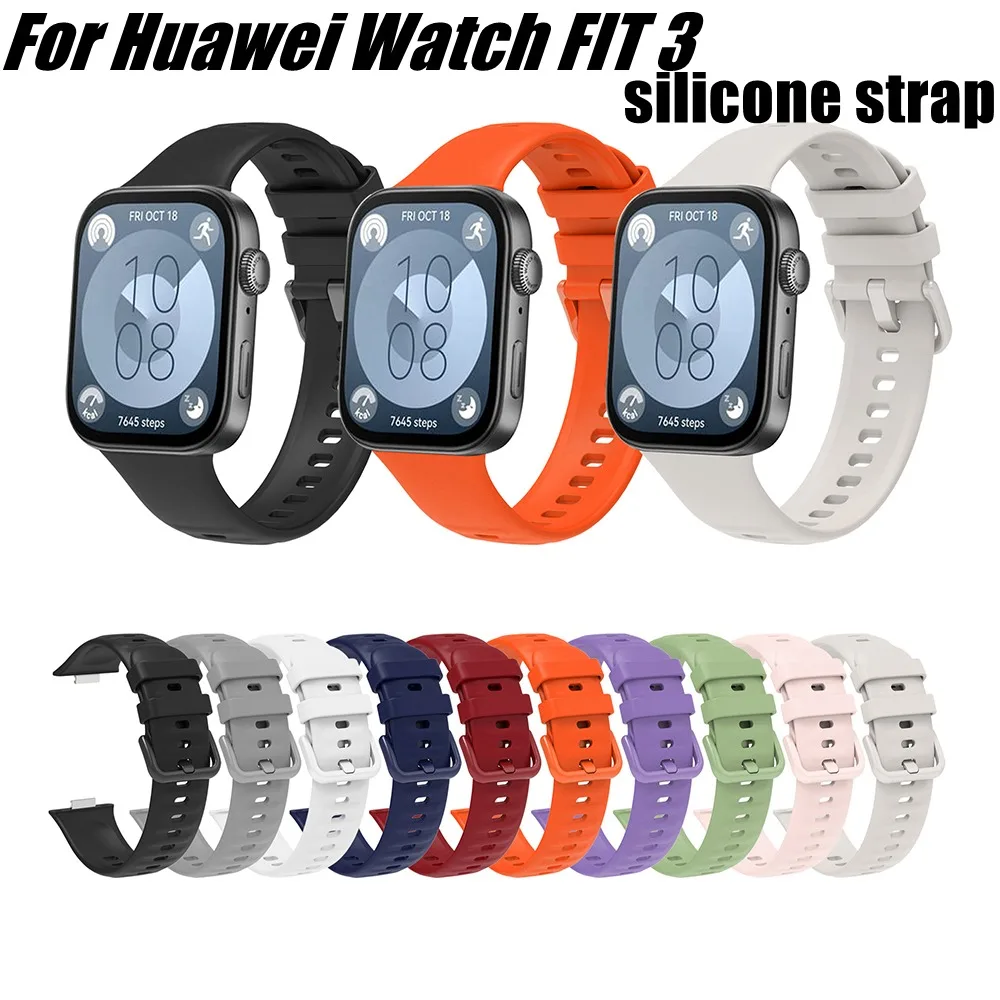 Portable Silicone Watch Strap Breathable Replacement Bracelet Smart Watch Accessories Watchband for Huawei Watch FIT 3