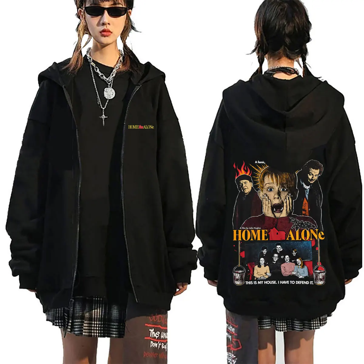 

Movie Home Alone This Is My House. I Have To Defend It Zipper Hoodie Men Women Clothing Vintage Casual Oversized Zip Up Jacket