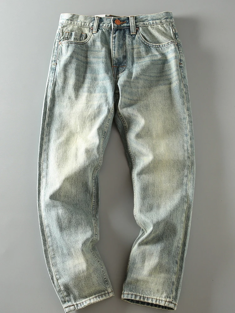 

Spring New Sle Men's Casual Cotton Denim Jeans Loose Straight Leg Blue Jeans Classic Wear Resistant Comfortable Fit Jeans