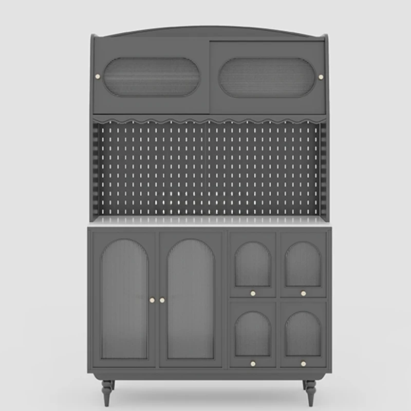

French Style Dining Side High Cabinet Living Room Wall-Mounted Solid Wood Tea Storage Cabinet